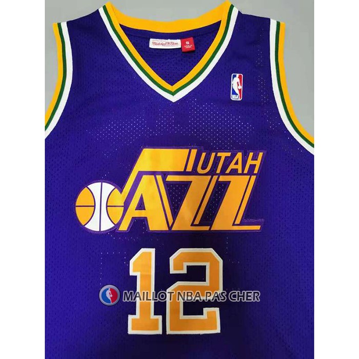 Maillot Utah Jazz John Stockton NO 12 Mitchell & Ness 1991-92  volet